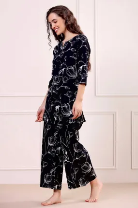 Abstract Floral on Black Loungewear