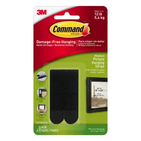 3M Command Medium Picture Hanging Strips (Black) 4 Sets of Strips/1.4 Kg per Set