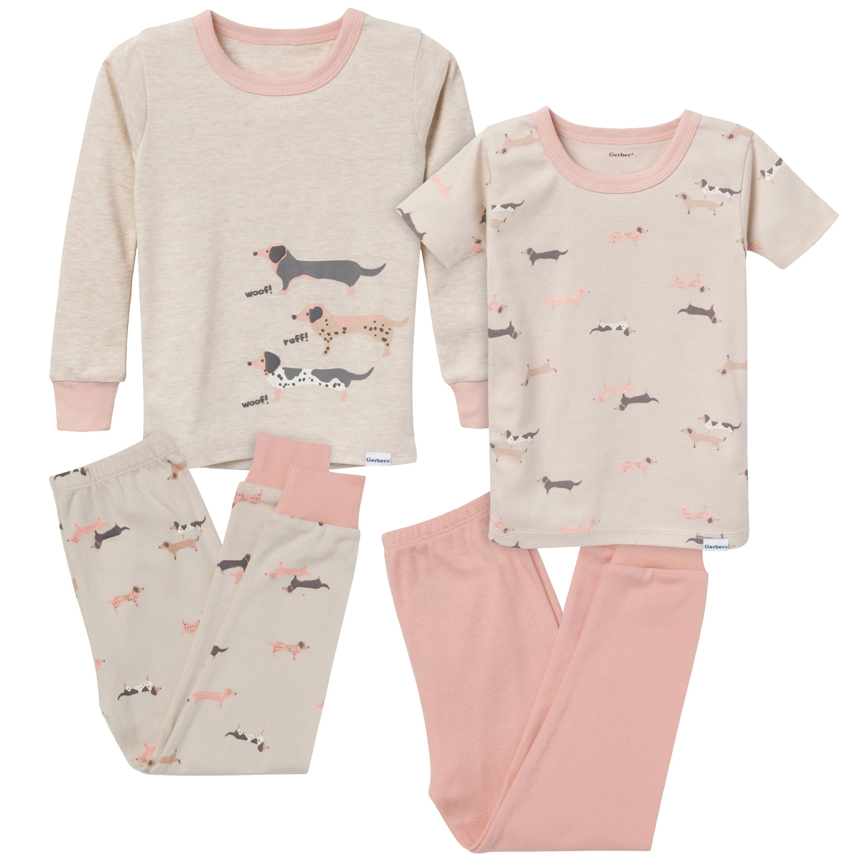 4-Piece Infant & Toddler Neutral Dog Tops and Pants Sets