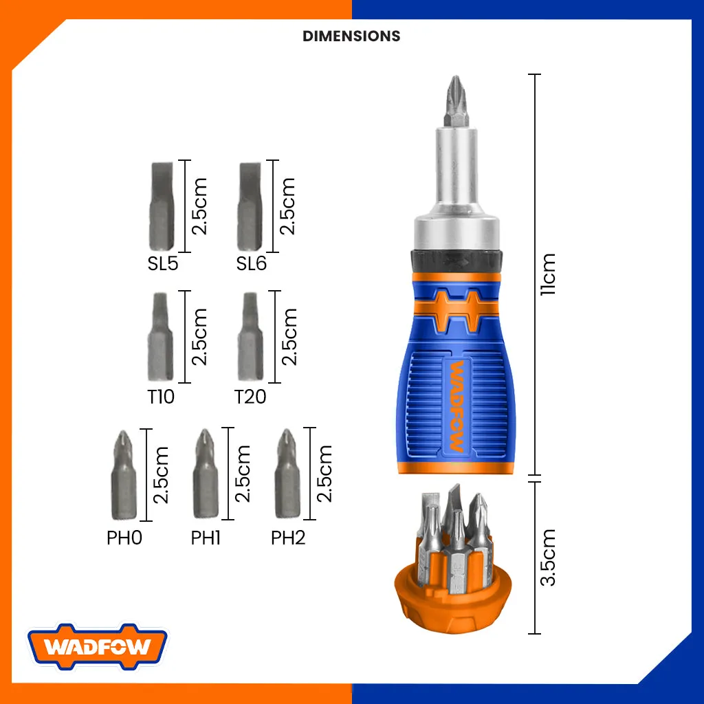 8 in 1 Stubby Ratchet Screwdriver Set