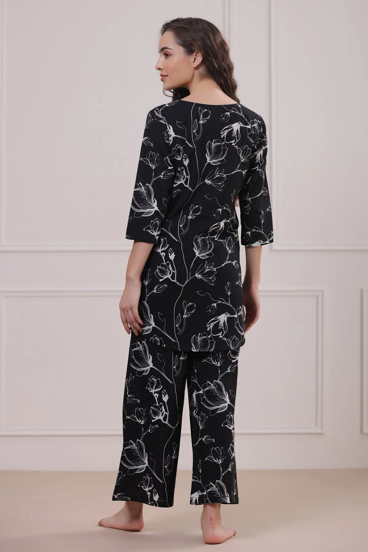 Abstract Floral on Black Loungewear