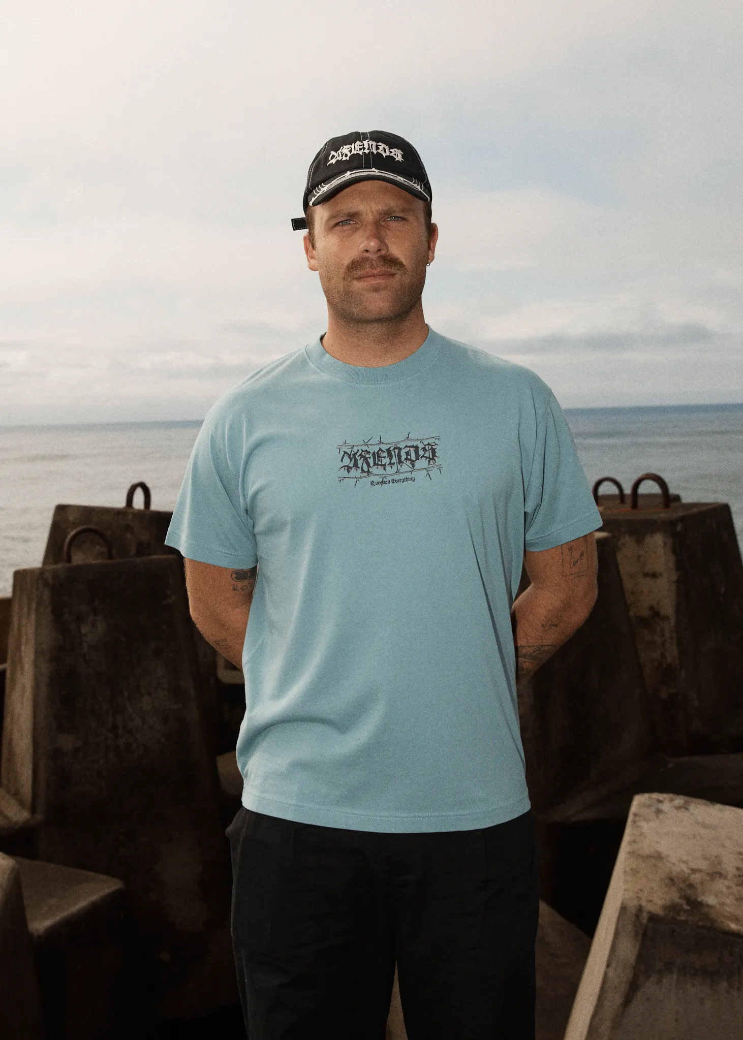 AFENDS Mens Thorny - Boxy Fit Tee - Ocean Spray