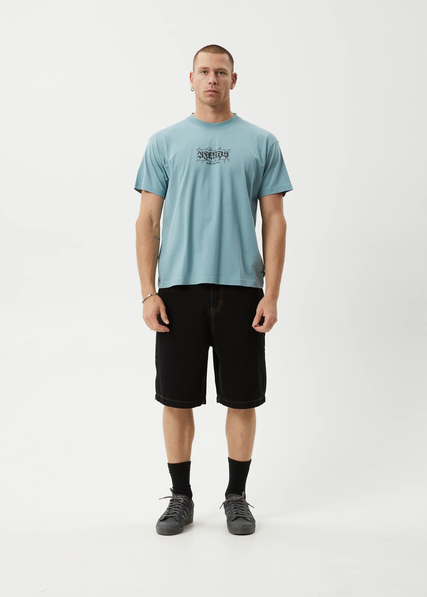 AFENDS Mens Thorny - Boxy Fit Tee - Ocean Spray