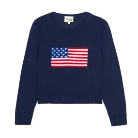 American Flag Fashion Crewneck Sweater - Navy