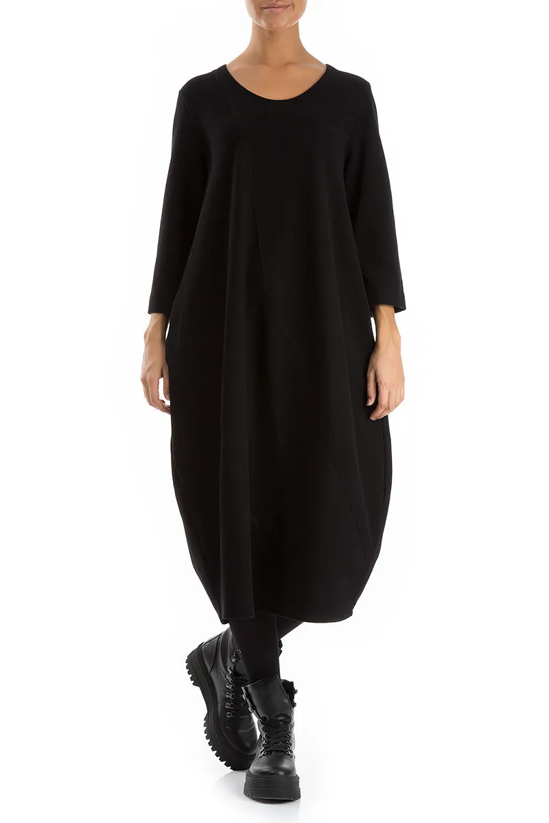 Balloon Black Cotton Jersey Dress