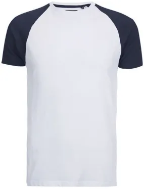 Baptist Raglan Sleeve Baseball T-Shirt in White / Blue