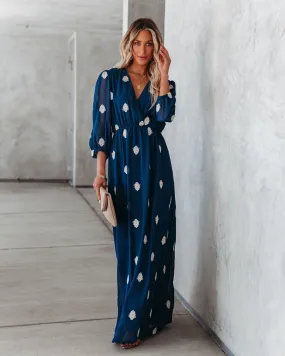 Be Spontaneous Embroidered Maxi Dress - Navy