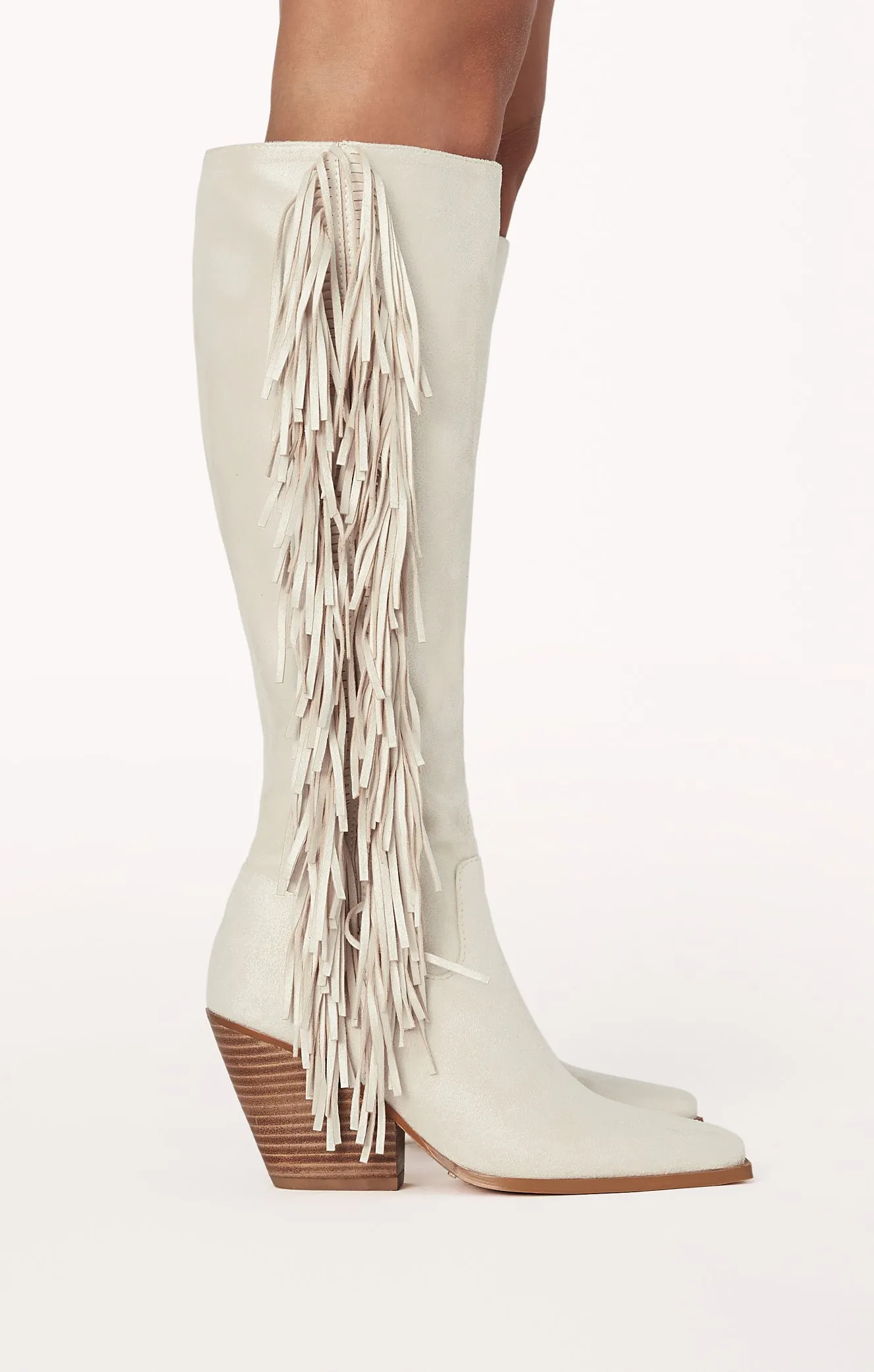 Billini Ceylan Fringe Boot ~ Cream Suede