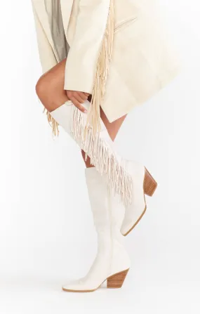 Billini Ceylan Fringe Boot ~ Cream Suede