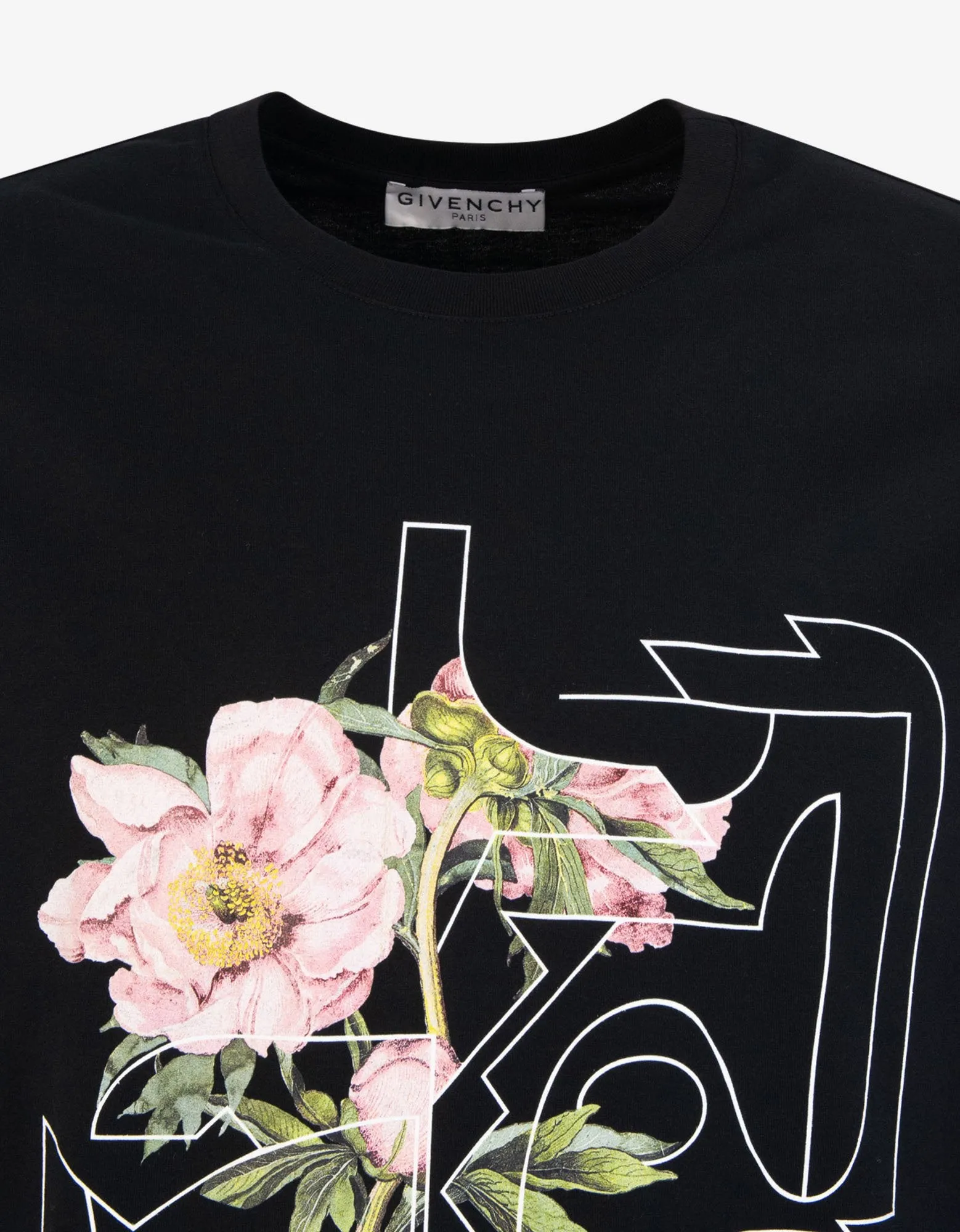 Black Peony Print T-Shirt