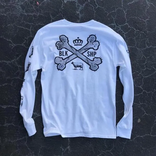 Black Sheep x Champion Bones Long Sleeve Tee White