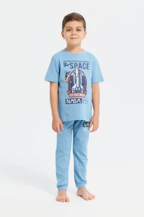 Boys Blue Nasa Printed Pyjama Set (2 Piece)