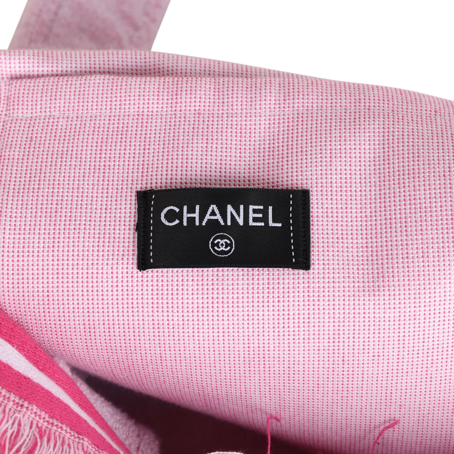 Chanel CC Beach Tote Bag & Towel Set Pink & White Canvas & Terry