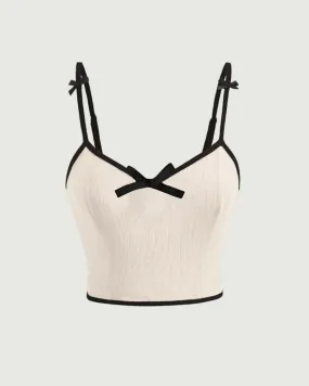 Contrast Binding Bow Front Cami Top