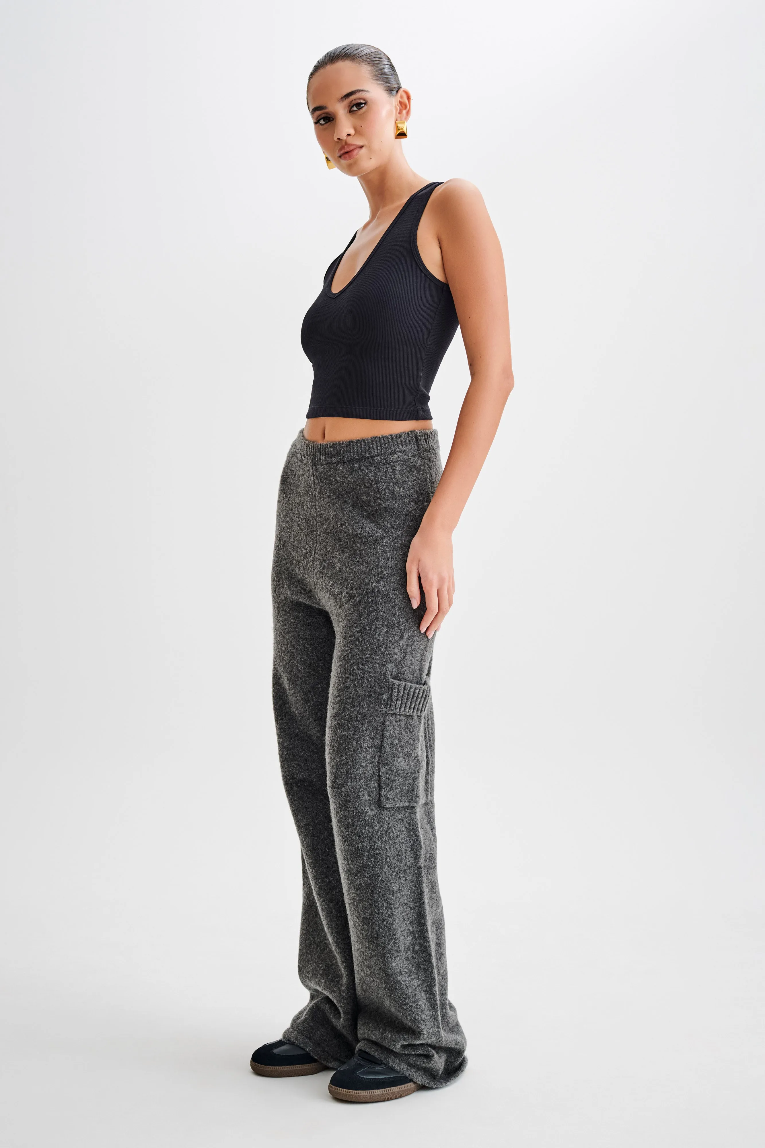 Darius Knit Pants With Pockets - Charcoal Marle