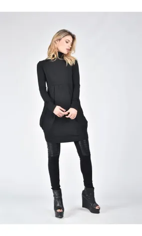 Fine Knit Turtleneck Tunic Dress