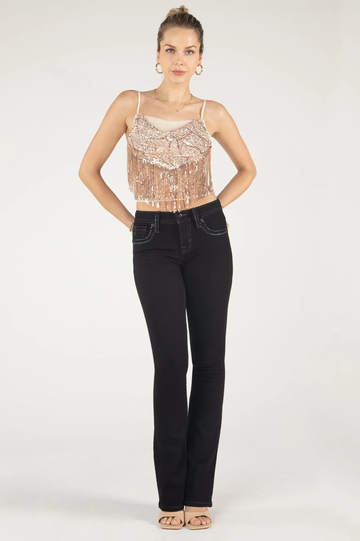 Fringe Sequin Crop Top