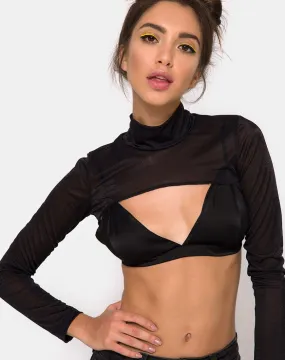 Gola Top in Sheer Mesh Black