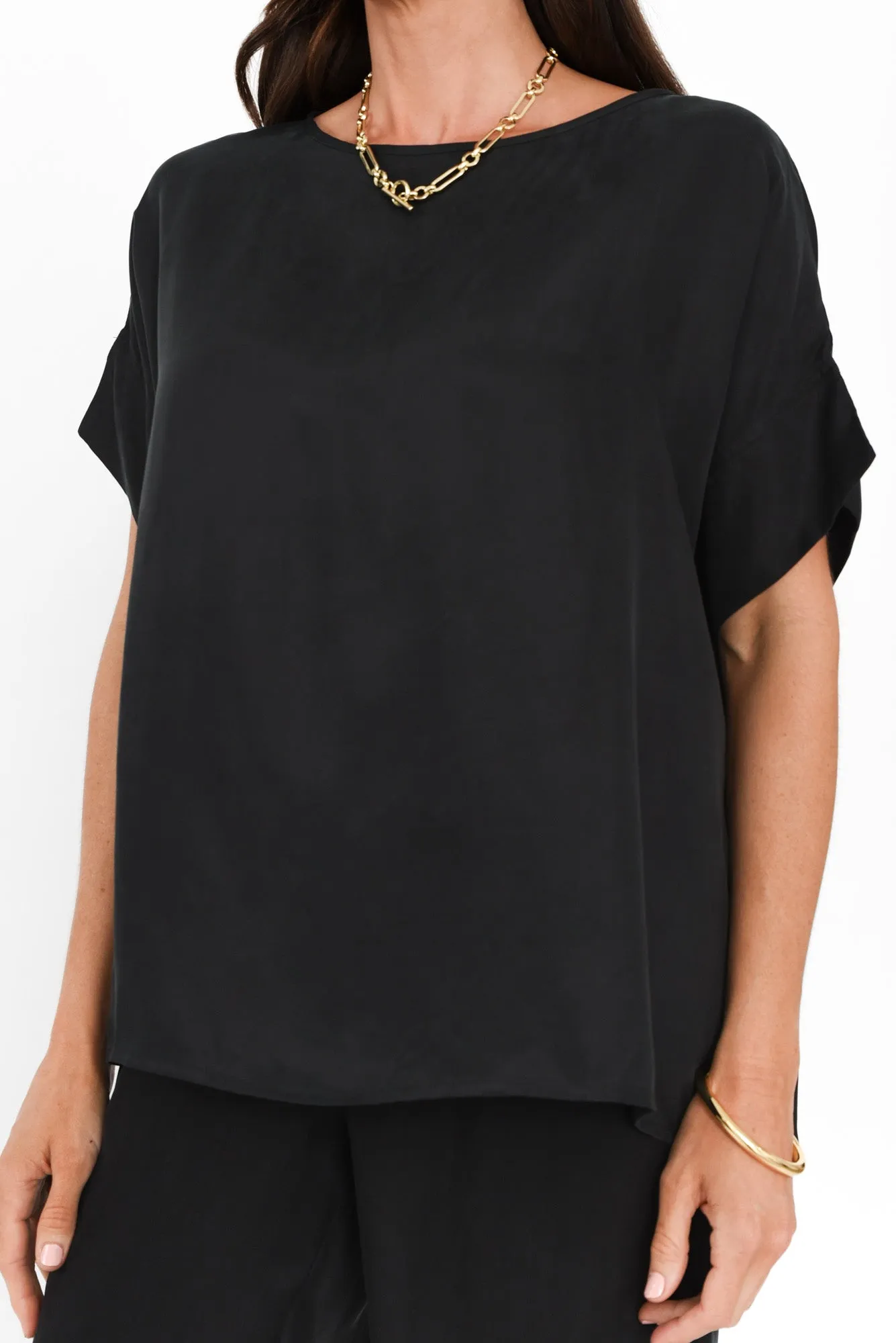 Greta Black Cupro Top