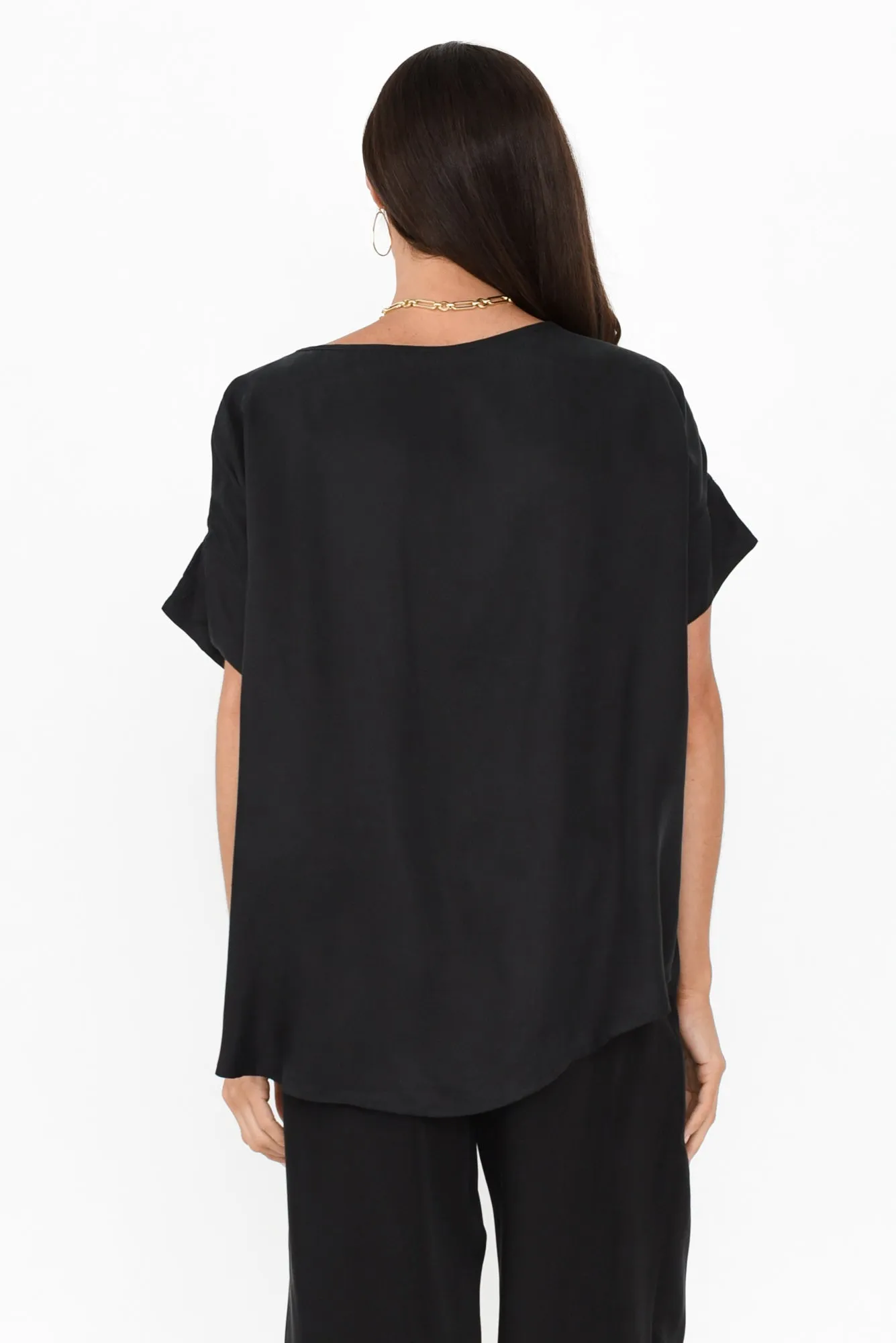 Greta Black Cupro Top