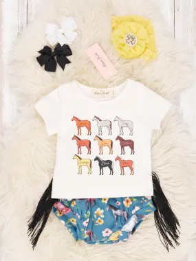 Horse Floral Fringe Bloomers Outfit