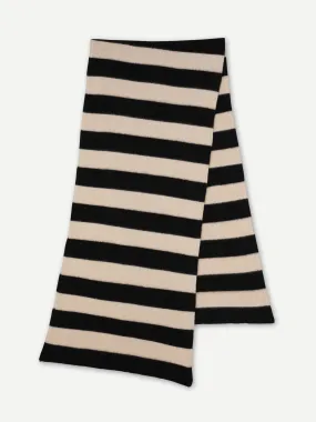 JG Brushed Blanket Scarf Stripe Black/Oatmeal