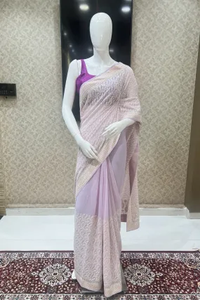 Lavender Lucknowi, Sequins and Stone work Saree