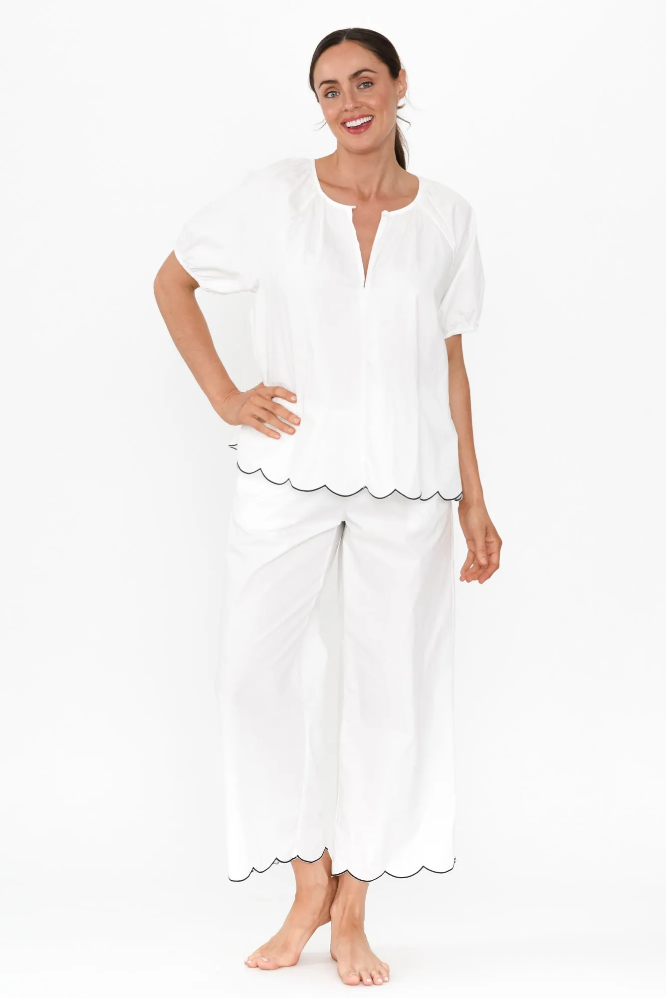 Marlee White Cotton Pyjama Pants