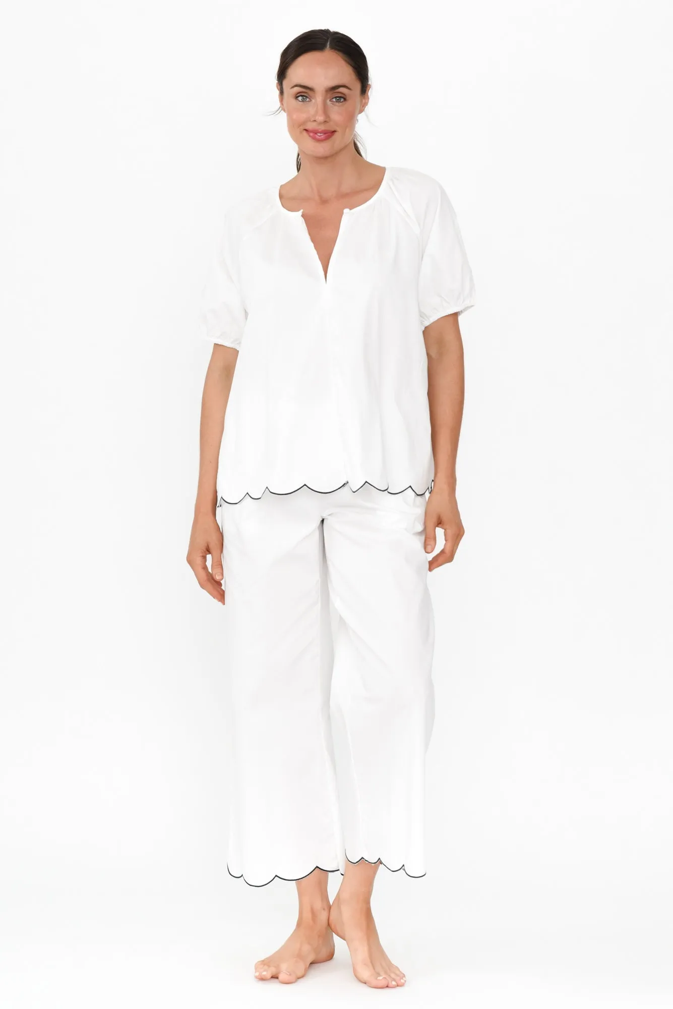 Marlee White Cotton Pyjama Pants