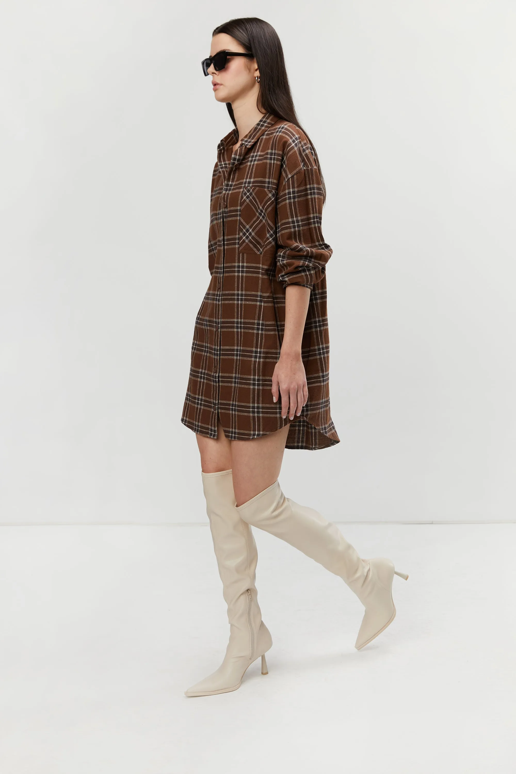 PLAID SHIRT DRESS