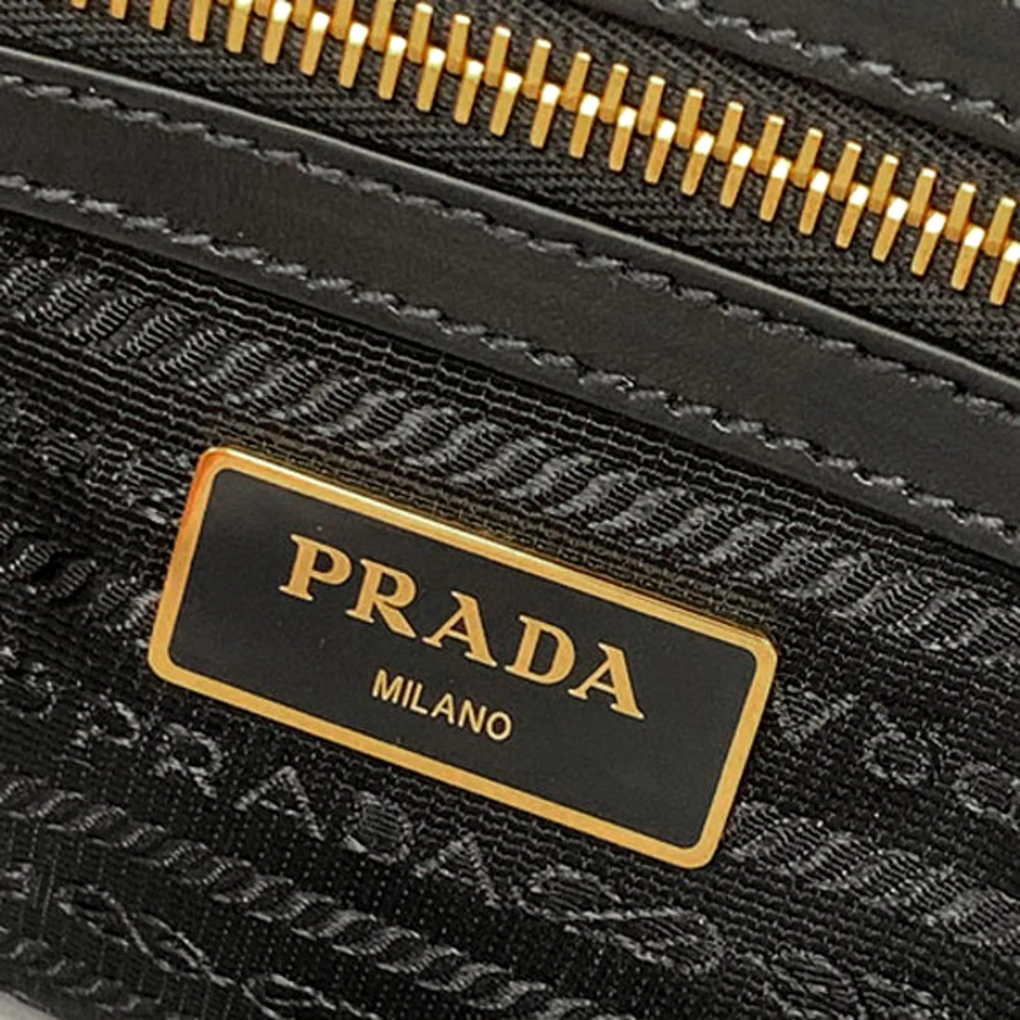 Prada Black Canvas Jacquard Logo Leather Trim Small Satchel