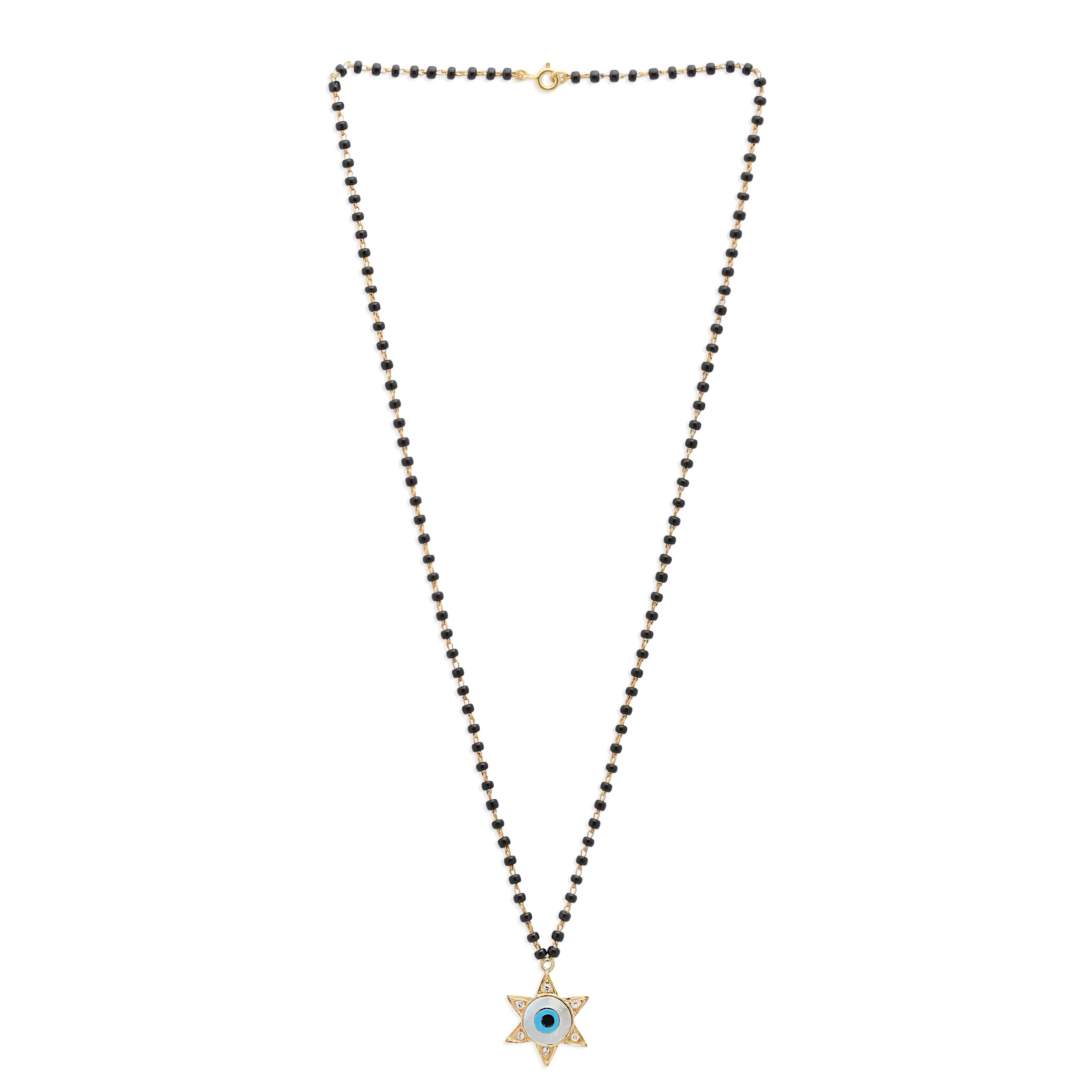 Silver evil eye subtle star necklace