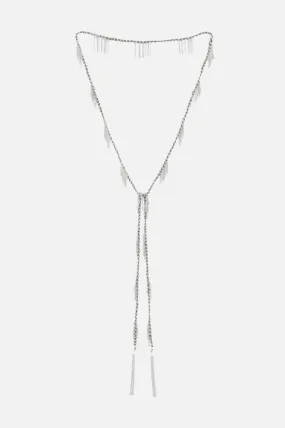 Silver Grey Lariat Necklace