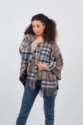 Tartan 2 Cashmere Wrap - Blue Taupe