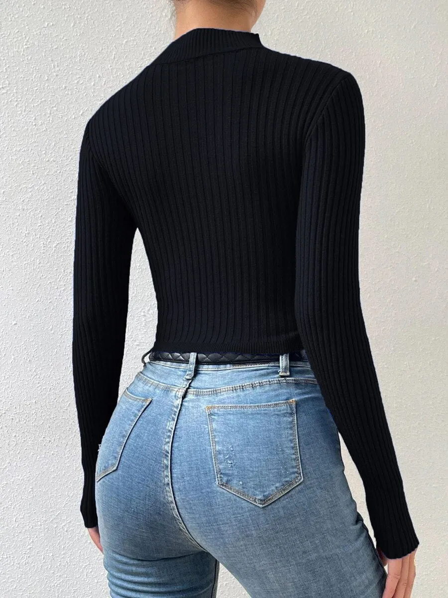 Women Choker Neck Wrap Crop Top