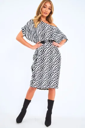 Zebra Slinky Midi T-Shirt Dress - Cambriella